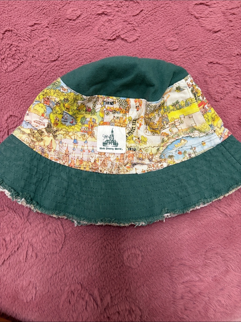 Walt Disney World Map Print Bucket Hat in Forest Green. Disney collection